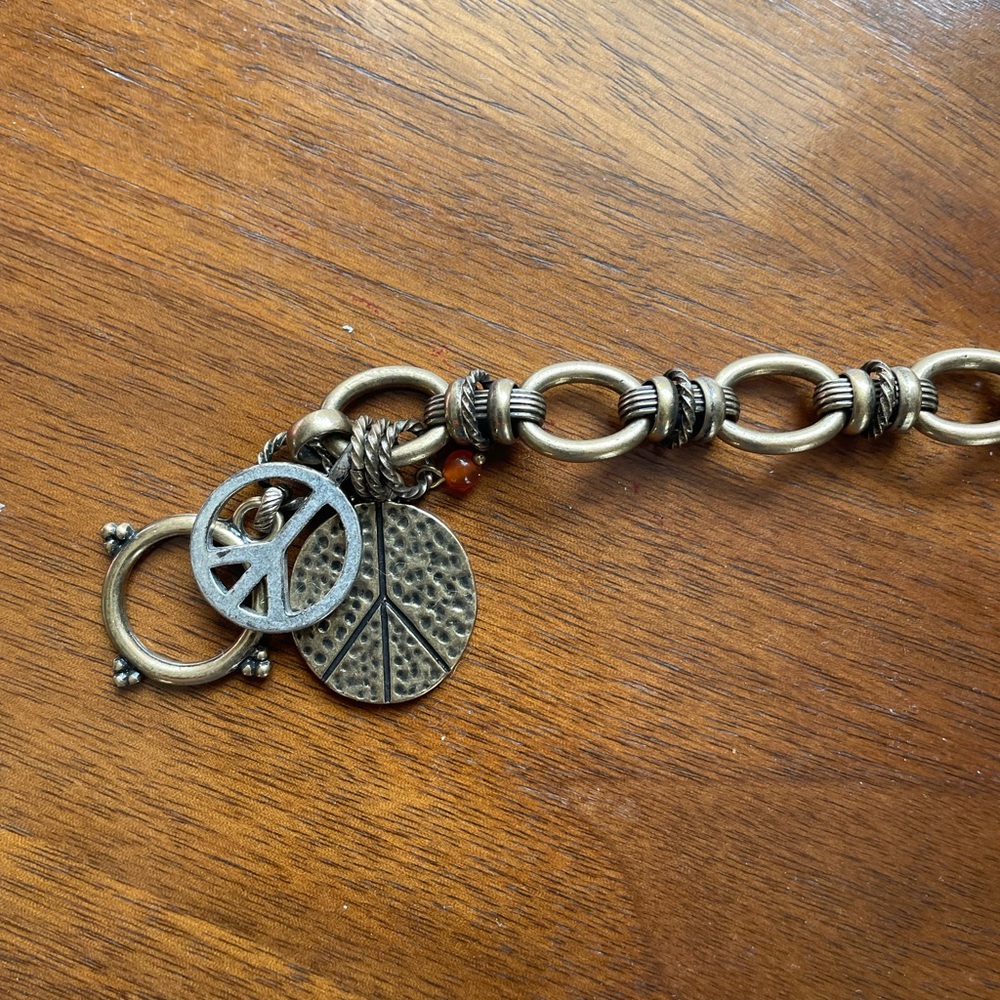 Lucky Brand Gold Tone Link Charm Toggle Bracelet - Picture 2 of 4